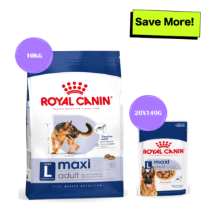 Royal Canin Maxi Adult Dog Dry and Wet Food Combo - 10kg(Dry)+20x140g(Wet)
