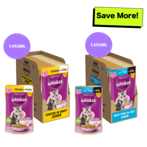 Whiskas Tuna in Jelly and Chicken in Gravy Meal Kitten Cat Wet Food Combo - 112x80g