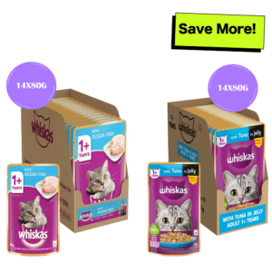 Whiskas Tuna in Jelly Meal and Ocean Fish Adult Cat Wet Food Combo - 12x85g + 14x80g