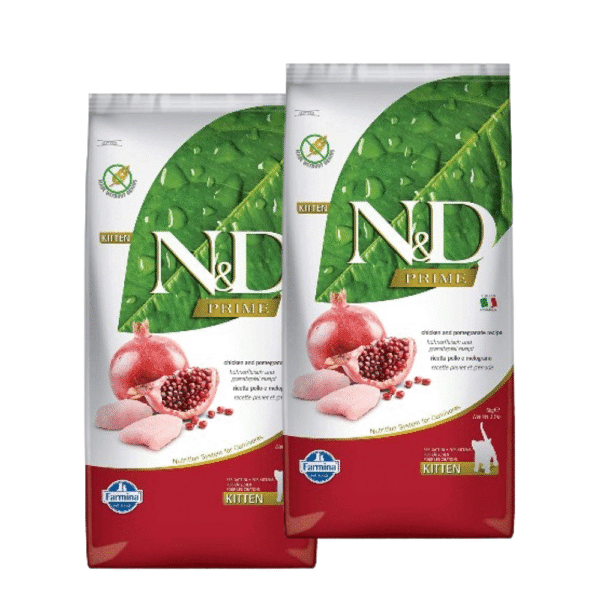 Farmina N&D Prime Chicken & Pomegranate Grain Free Kitten Cat Dry Food - 3kg+5Kg Scoopy Litter