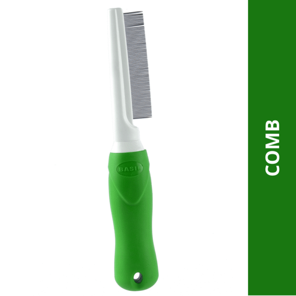 Basil One Sided Flea Comb (Green) - 25cm