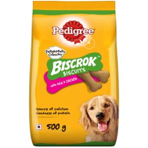 Pedigree Milk and Chicken Flavour Biscrok Biscuits Dog Treats (500g) - 3x500g