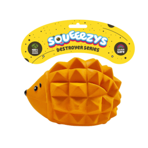 Squeeezys Latex Hedgehog Squeaky Chew Toy for Dogs (Orange) - 12x9cm