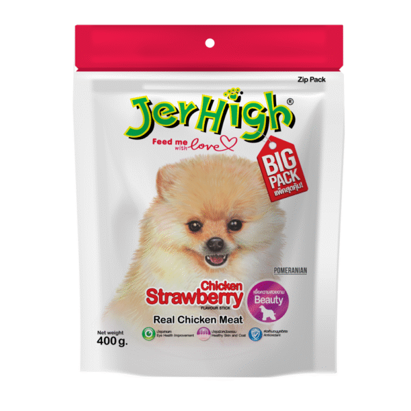 JerHigh Chicken Strawberry Flavoured Stick Dog Treats (400g) - 2x400g