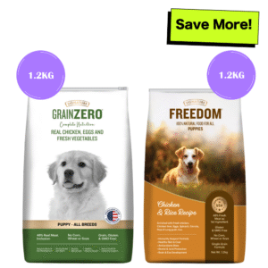 Signature Freedom Chicken and Rice Recipe and Grain Zero Real Chicken, Egg and Vegetables Puppy Dog Dry Food Combo - 1.2kg+1.2kg