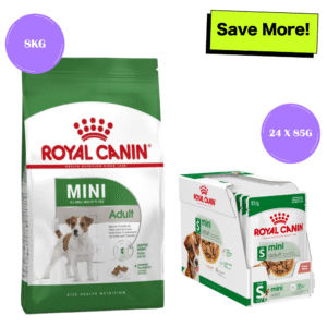 Royal Canin Mini Adult Dog Dry Food and Wet Food Combo - 8kg(Dry)+24x85g(Wet)
