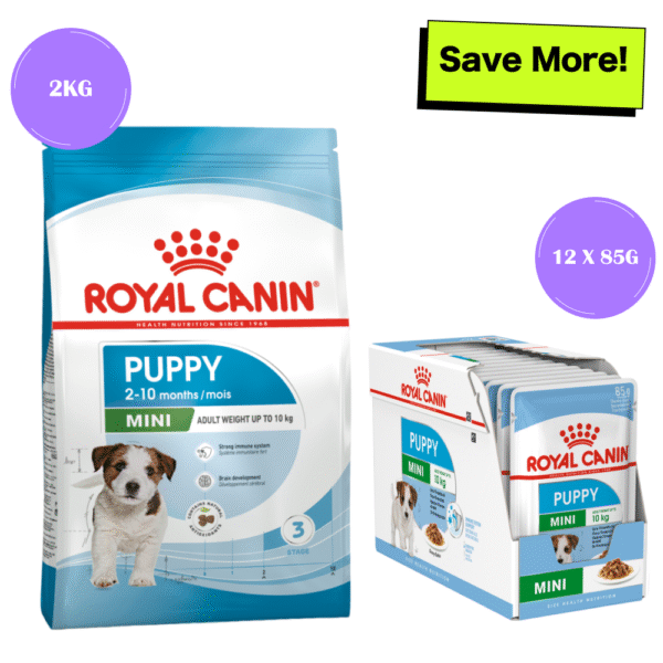 Royal Canin Mini Puppy Dog Dry and Wet Food Combo - 4kg(Dry)+12x85g(Wet)
