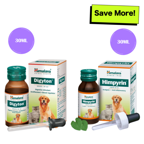 Himalaya Digyton Drops and Himpyrin Anti Inflammatory & Pain Relief Drops for Dogs and Cats Combo - 30mL+30mL