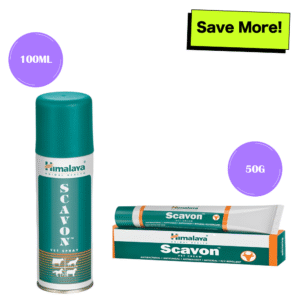 Himalaya Scavon Vet Cream and Vet Spray for Dogs and Cats Combo - 50g+100mL
