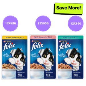 Purina Felix Chicken, Salmon and Tuna with Jelly Adult Cat Wet Food Combo - 36x85g