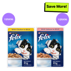 Purina Felix Chicken with Jelly and Salmon with Jelly Adult Cat Wet Food Combo - 24x85g