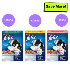 Purina Felix Mackerel, Chicken and Salmon with Jelly Adult Cat Wet Food Combo - 36x85g