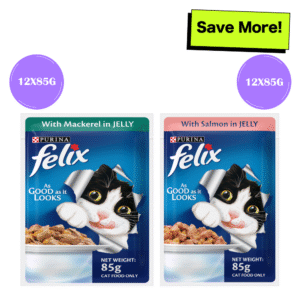 Purina Felix Mackerel with Jelly and Salmon with Jelly Adult Cat Wet Food Combo - 24x85g
