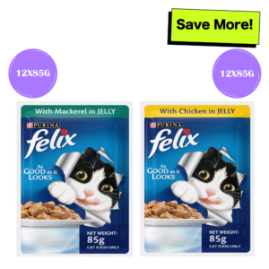 Purina Felix Mackerel with Jelly and Chicken with Jelly Adult Cat Wet Food Combo - 24x85g