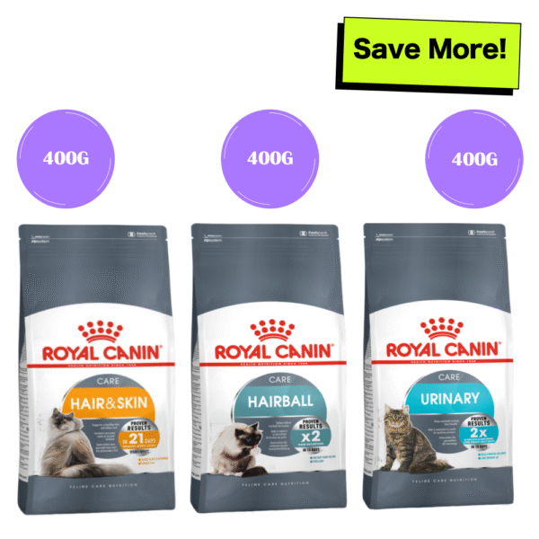 Royal Canin Hair & Skin, Hairball and Urinary Care Adult Cat Dry Food Combo - 3x400g