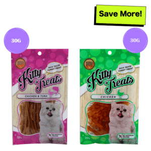 Kitty Treats Soft Chicken & Tuna and Chicken Jerky Sliced Cat Treats Combo - 2x30g