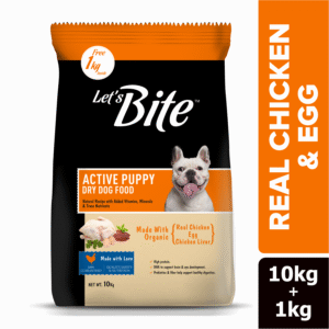 Let's Bite Active Puppy Chicken Dog Dry Food - 10+1kg (Free Inside)