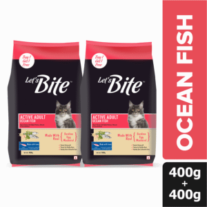 Let's Bite Active Adult Ocean Fish Dry Cat Food - 1kg+1kg