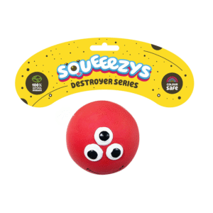 Squeeezys Latex Monster Ball Chew Toy for Dogs (Red) - 6cm