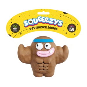 Squeeezys Latex Monster Brother Squeaky Chew Toy for Dogs (Brown) - 11x9cm