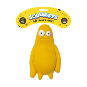 Squeeezys Latex Monster Brother Squeaky Chew Toy for Dogs (Yellow) - 13x7.5cm