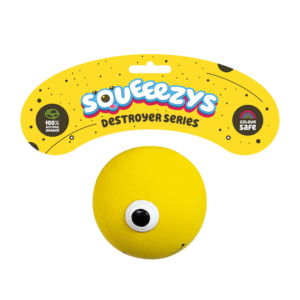Squeeezys Latex Monster Ball Chew Toy for Dogs (Yellow) - 6cm