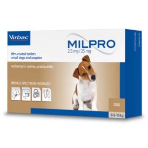 Virbac Milpro Dewormer for Small Breed Dogs & Puppies - 2x2 Tablets