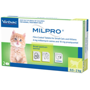 Virbac Milpro Dewormer for Small Cats & Kittens - 1 Strip (2 Tablet)
