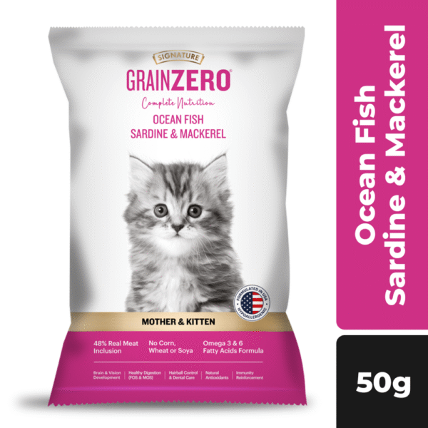 Signature Grain Zero Ocean Fish, Sardine and Mackerel Mother and Kitten Cat Dry Food (50g) - 50g
