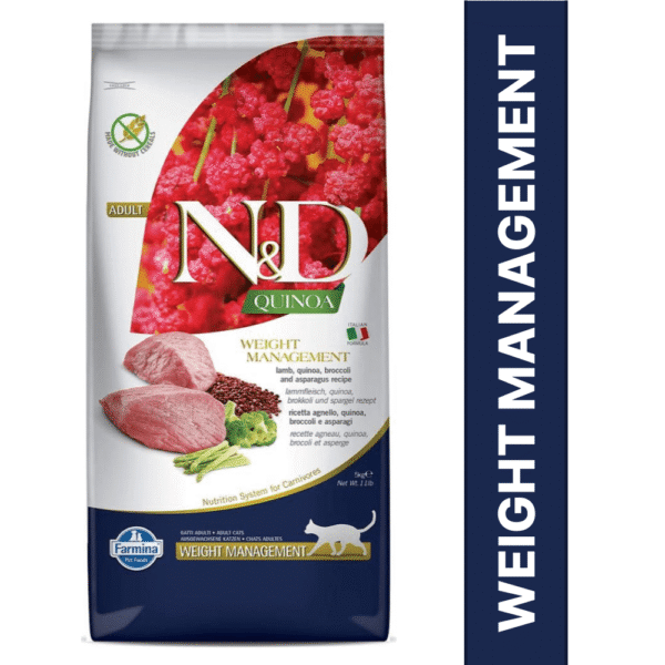 Farmina N&D Quinoa and Lamb Grain Free Weight Management Adult Cat Dry Food - 10kg (2x5kg)