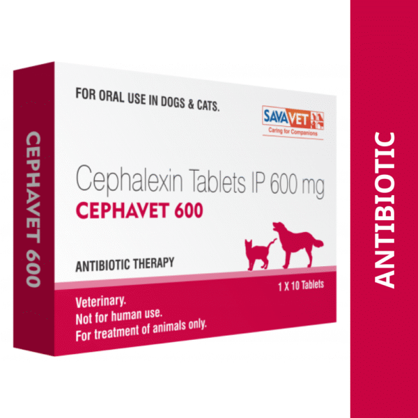 Savavet Cephavet 600 mg (Cephalexin) Tablet for Dogs & Cats - 2 strip (20 tablets)