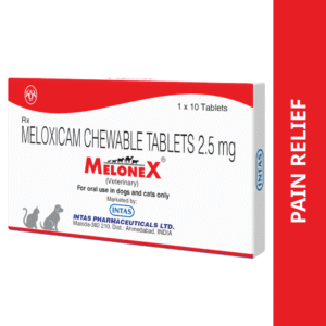Intas Melonex (Meloxicam) 2.5mg Tablet for Dogs & Cats - 2.5mg (pack of 10 tablets)