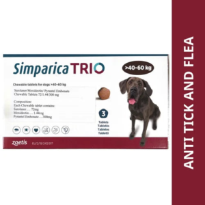Zoetis Simparica Trio Tick and Flea Control Tablet for Dogs (pack of 3 tablets) - 10  - 20 kg