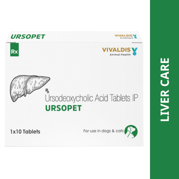 Vivaldis Ursopet Tablet (Ursodeoxycholic Acid) for Dogs & Cats - 1 strip (10 tablets)