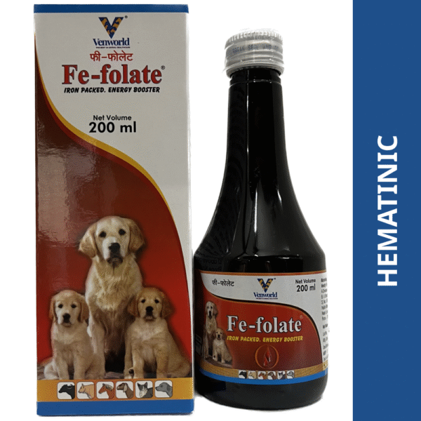 Venkys Fe Folate Syrup for Dogs and Cats (200ml) - 200mL