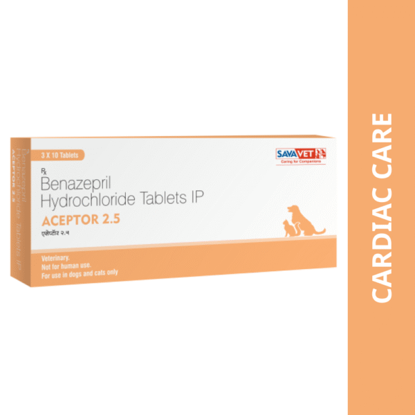 Savavet Aceptor (Benazepril Hydrochloride) Tablet for Dogs and Cats (pack of 10 tablets) - 10mg