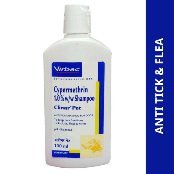 Clinar Pet Anti Tick & Flea Shampoo for Dogs (100ml) - 100ml