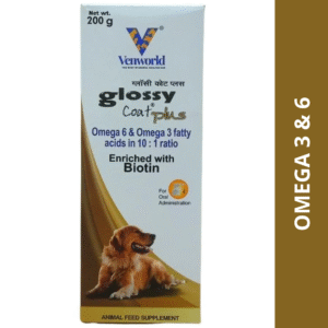 Venkys Glossycoat Plus Omega 3 + 6 Syrup for Dogs and Cats (200ml) - 200mL