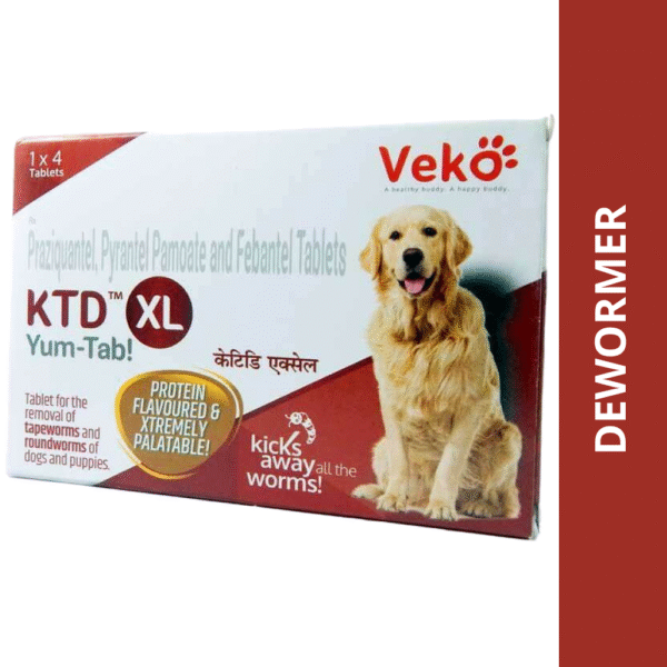 Veko KTD XL Yum Tablet Dewormer for Dogs (pack of 4 tablets) - 1 strip (4 tablets)