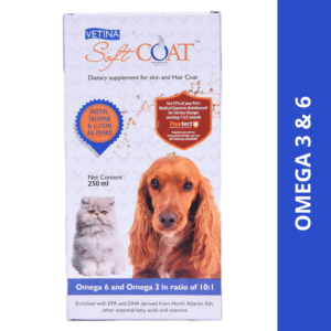 Vetina Soft Coat Dietary Supplements for Skin & Hair Coat for Dogs and Cats (250ml) - 250ml