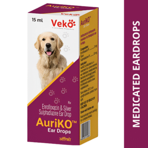Veko Auriko (Enrofloxacin Sulphadiazine) Ear Drops for Dogs and Cats (15ml) - 15mL