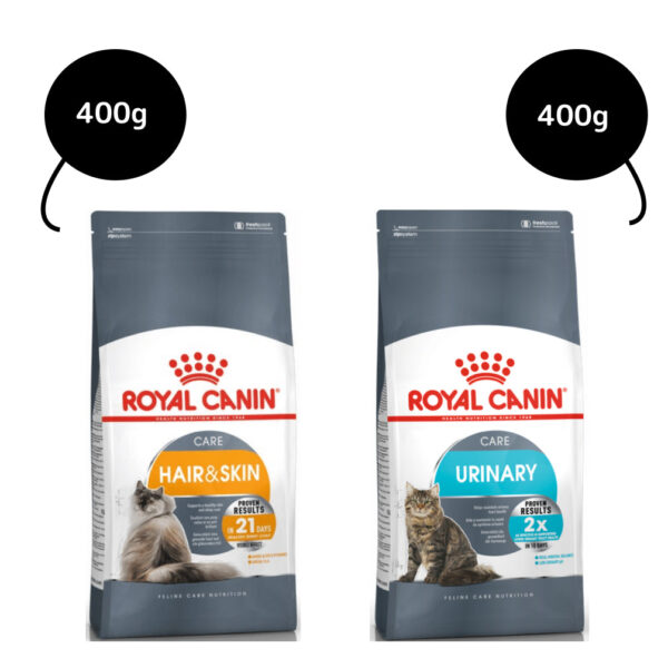 Royal Canin Hair & Skin Care Dry Food and Urinary Care Adult Cat Dry Food Combo - 400g+400g