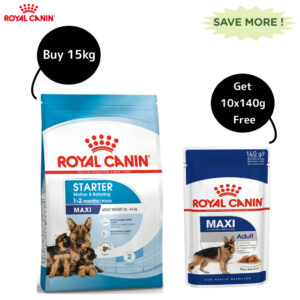 Royal Canin Maxi Starter Dry Dog Food (Get Maxi Adult Wet Food) - 15kg + 10x140g