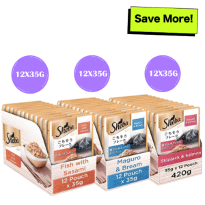 Sheba Maguro & Bream Fish, Skipjack & Salmon Fish and Fish with Sasami Mix Premium Cat Wet Food Combo - 36x35g