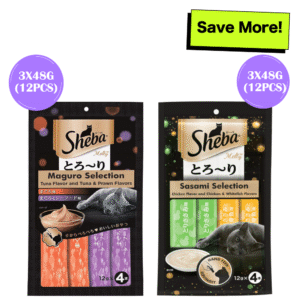 Sheba Chicken & Chicken Whitefish Sasami and Tuna Flavor and Tuna & Prawn Maguro Selection Melty Premium Cat Treats Combo - 12x48g (48pcs)