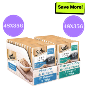 Sheba Maguro Bream Fish and Fish with Dry Bonito Flake Cat Wet Food Combo - 48x35g