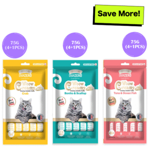 Signature Grain Zero Crab, Bonito and Scallop and Tuna and Ocean Fish Lickable Creamy Cat Treats Combo - 3x75g (15pcs)