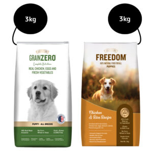 Signature Freedom Chicken and Rice Recipe and Grain Zero Real Chicken, Egg and Vegetables Puppy Dog Dry Food Combo - 3kg+3kg