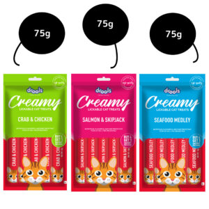 Drools Seafood Medley, Salmon & Skipjack and Crab & Chicken Cat Treats Combo - 3x75g (15pcs)