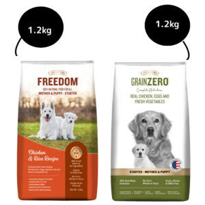 Signature Freedom Chicken and Rice Recipe and Grain Zero Real Chicken, Egg and Vegetables Mother and Puppy Starter Dog Dry Food Combo - 1.2kg+1.2kg